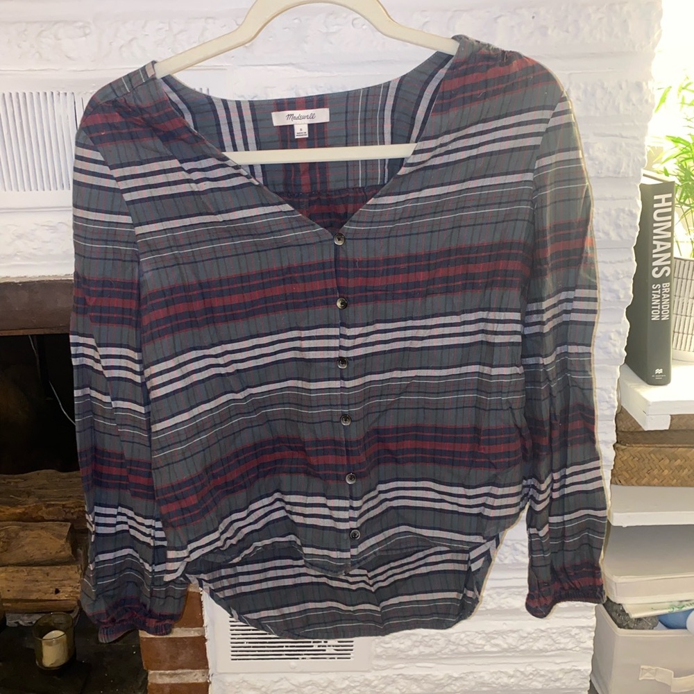 Madewell Plaid Button Down Blouse Size S